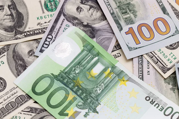 这笔钱的背景。欧元和美元 — 图库照片