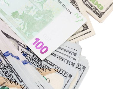 Euro ve dolar beyaz zemin üzerine