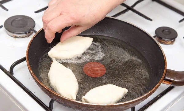 Food patties in a frying pan — Stock Photo, Image