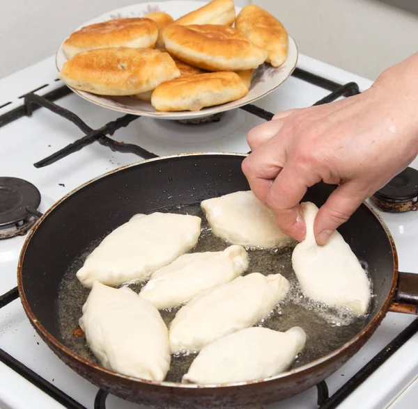 Food patties in a frying pan — Stock Photo, Image