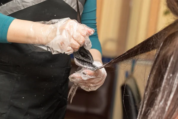 Coloration des cheveux dans un salon de beauté — Photo