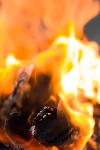 Flames of fire from charcoal as background — Stock Photo, Image