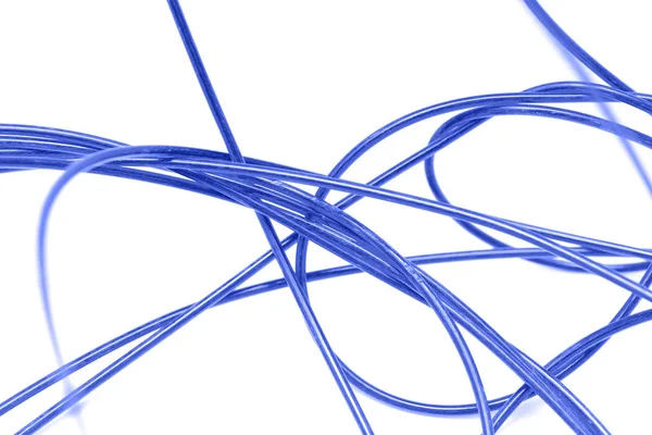 Câble bleu sur fond blanc — Photo