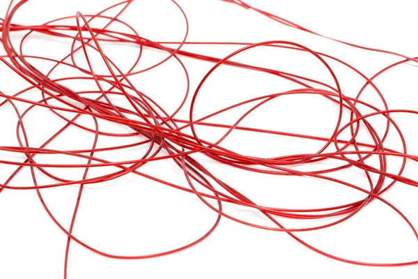 Red wire on a white background — Stock Photo, Image