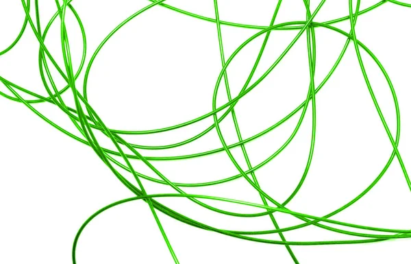 Câble vert sur fond blanc — Photo