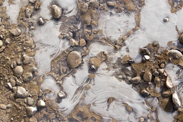 Hielo en una piscina en la naturaleza — Foto de Stock