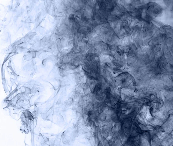 Blue smoke on a white background. inversion — Stock Photo, Image