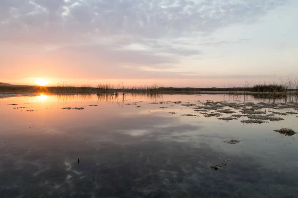 Belo nascer do sol no lago — Fotografia de Stock