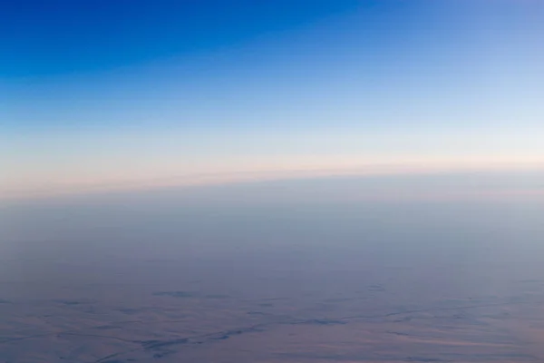 Vista do pôr-do-sol do avião — Fotografia de Stock