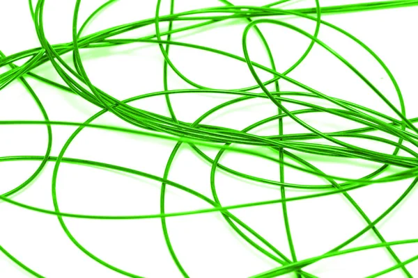 Zielony kabel na białym tle — Zdjęcie stockowe
