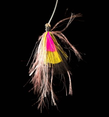 Siyah arka planda balık yakalamak için uç