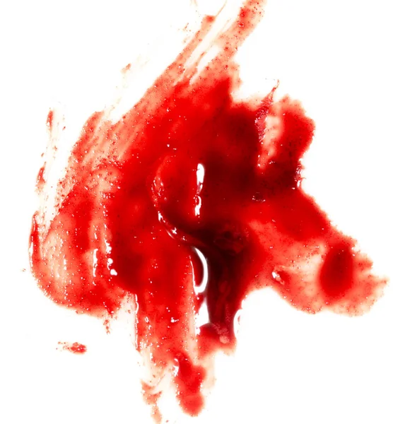 Sangue rosso spalmato su sfondo bianco — Foto Stock