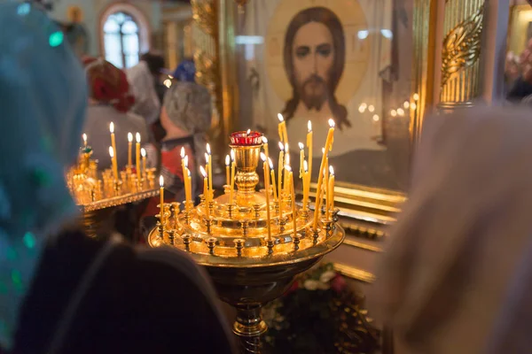 Bougies Brûlant Dans Église Orthodoxe Photos Studio — Photo