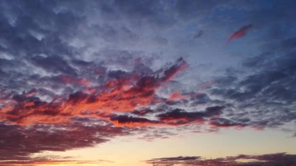 Живописные Кадры Красивого Закатного Неба Облаками — стоковое видео