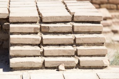 Kadim şehir Sauran 'ın taş kiremitleri, Kazakistan. .