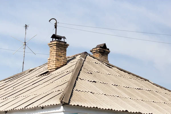 Stará Břidlicová Střecha Jako Pozadí Parku Přírodě — Stock fotografie