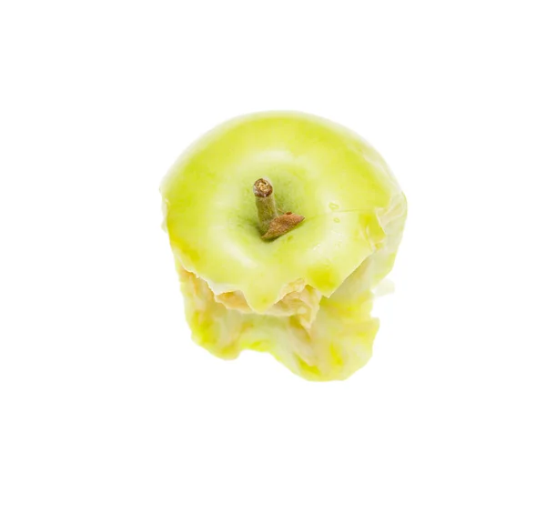 Кусає Яблуко Білому Тлі Фотографії Студії — стокове фото