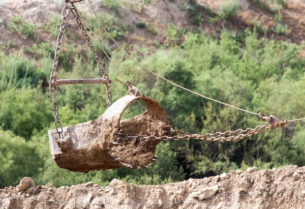 Excavadora Cavando Gran Cubo Parque Naturaleza — Foto de Stock