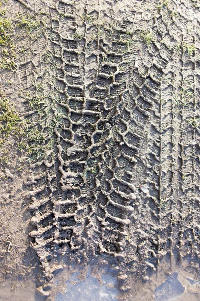 Sporen Van Auto Het Vuil Natuur — Stockfoto