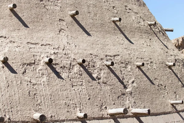 Kazakistan Antik Şehri Sauran Duvarındaki Kütükler — Stok fotoğraf