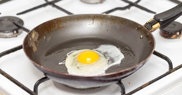 Fried Egg Frying Pan Photos Studio — Stock Photo, Image