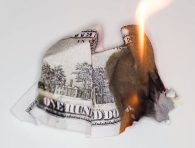 100 dolarlık yanık. Fotoğraflar stüdyoda.