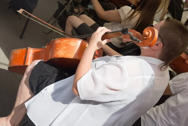 Cello Orchester Musikinstrument Spielender Cellist — Stockfoto