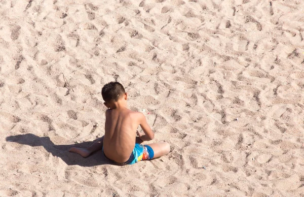 Boy Playing Sand Park Nature — Stock Photo, Image