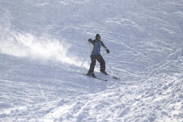 Persone Che Sciano Sulla Neve Nel Parco Nella Natura — Foto Stock