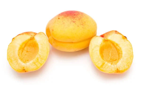 Yellow Apricots White Background Photos Studio — Stock Photo, Image