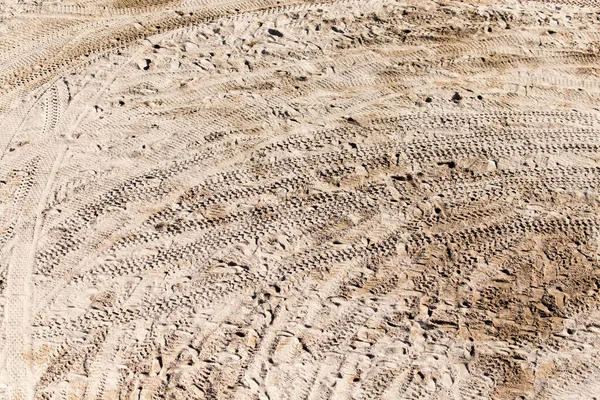 Traces Wheels Sand Background — Stock Photo, Image