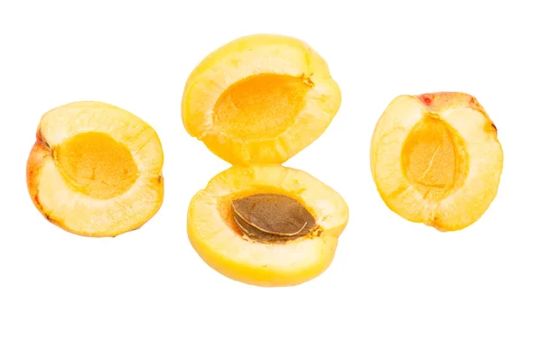 Yellow Apricots White Background Photos Studio — Stock Photo, Image