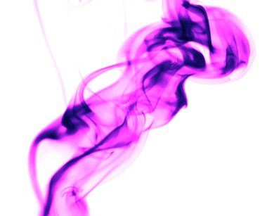 Beyaz arka planda pembe duman. Soyut bir dokunun fotoğrafı