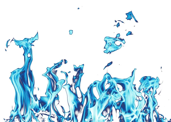 Abstrakter Hintergrund Blaue Flammen Auf Weißem Hintergrund — Stockfoto