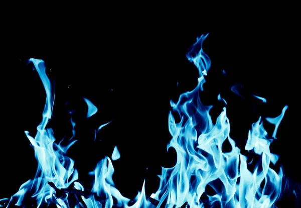 Abstracte Achtergrond Van Blauwe Vlam Vuur Zwarte Achtergrond — Stockfoto