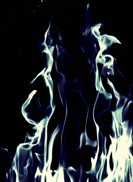 Fuego Llama Azul Sobre Fondo Negro Foto Una Textura Abstracta —  Fotos de Stock