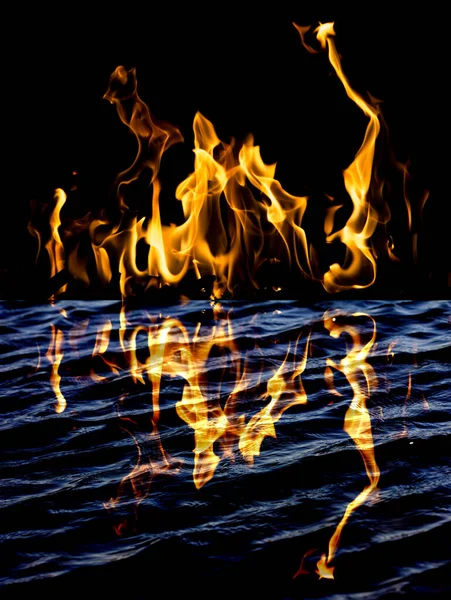 Огонь Пламени Черном Фоне Фотография Абстрактной Текстуры — стоковое фото