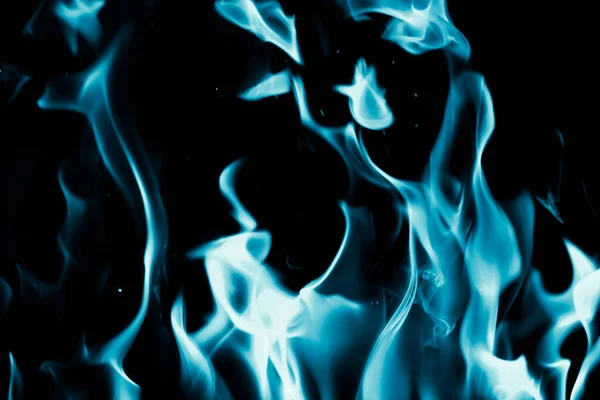 Abstracte Achtergrond Van Blauwe Vlam Vuur Zwarte Achtergrond — Stockfoto