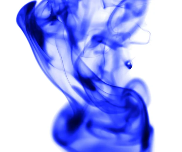 Fumée Bleue Sur Fond Blanc Photo Une Texture Abstraite — Photo