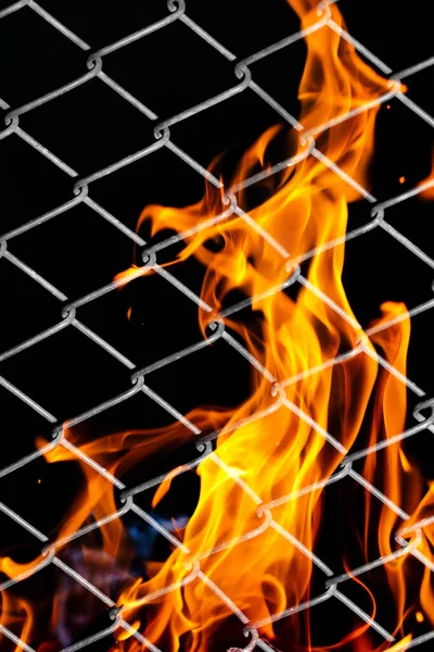 Fire Metal Grid Photo Abstract Texture — Stock Photo, Image