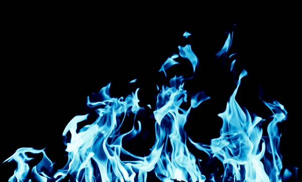 Abstrakter Hintergrund Der Blauen Flamme Feuer Auf Schwarzem Hintergrund — Stockfoto