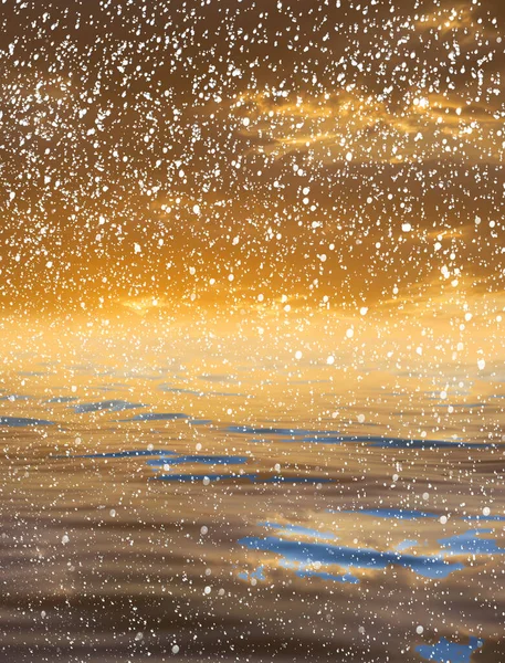 Ηλιοβασίλεμα Πάνω Από Θάλασσα Χιόνι Φωτογραφία Αφηρημένης Υφής — Φωτογραφία Αρχείου