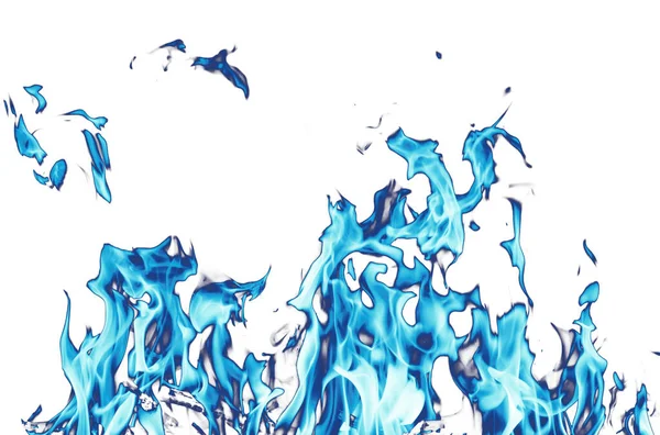 Fond Abstrait Flammes Feu Bleu Sur Fond Blanc — Photo