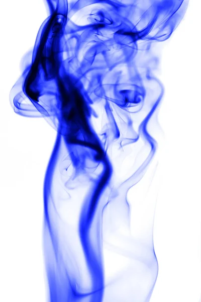 Fumée Bleue Sur Fond Blanc Photo Une Texture Abstraite — Photo