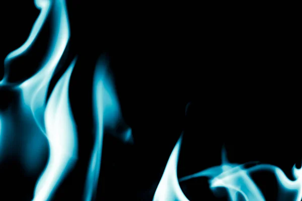 Fond Abstrait Feu Flamme Bleue Sur Fond Noir — Photo