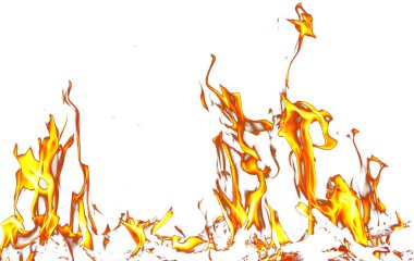 Beyaz arka planda alevler. Soyut bir dokunun fotoğrafı