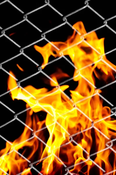 Feuer Einem Metallgitter Foto Einer Abstrakten Textur — Stockfoto