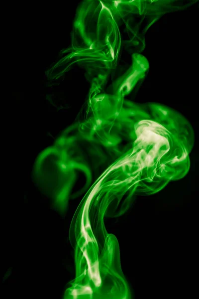 Fumaça Verde Fundo Preto Foto Uma Textura Abstrata — Fotografia de Stock