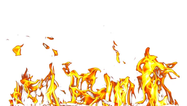 Feuerflammen Auf Weißem Hintergrund Foto Einer Abstrakten Textur — Stockfoto