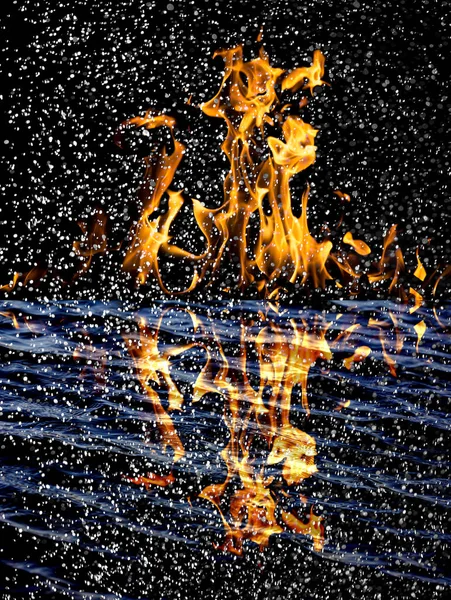 Flame Fire Black Background Photo Abstract Texture — Stock Photo, Image